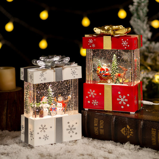 Flag Village Christmas Decoration Gift Box Crystal Ball Small Night Lamp Ornaments