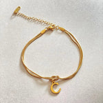 Flag Village New Letter A-Z Love Knot Bracelets For Women Couple Gold Color Dainty Snake Chain Charm Bracelet Stainless Steel Jewelry Gift Valentine's Day Gifts