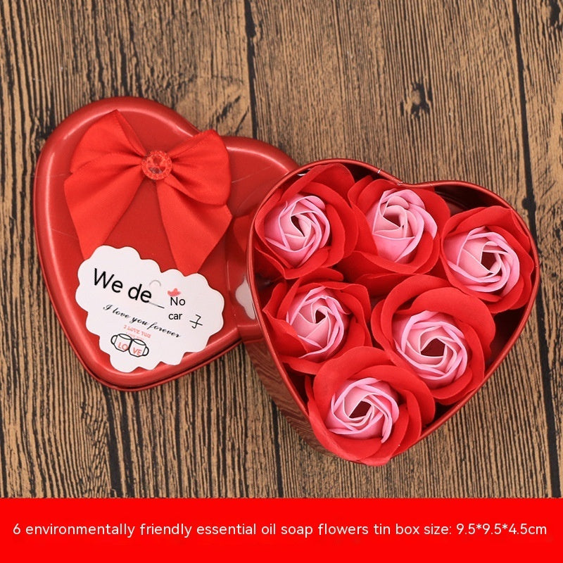 Flag Village Soap Flower Gift Box Valentine's Day Gift Mother's Day Creative Gifts Bear Flower Rose Heart Shaped Tin Box