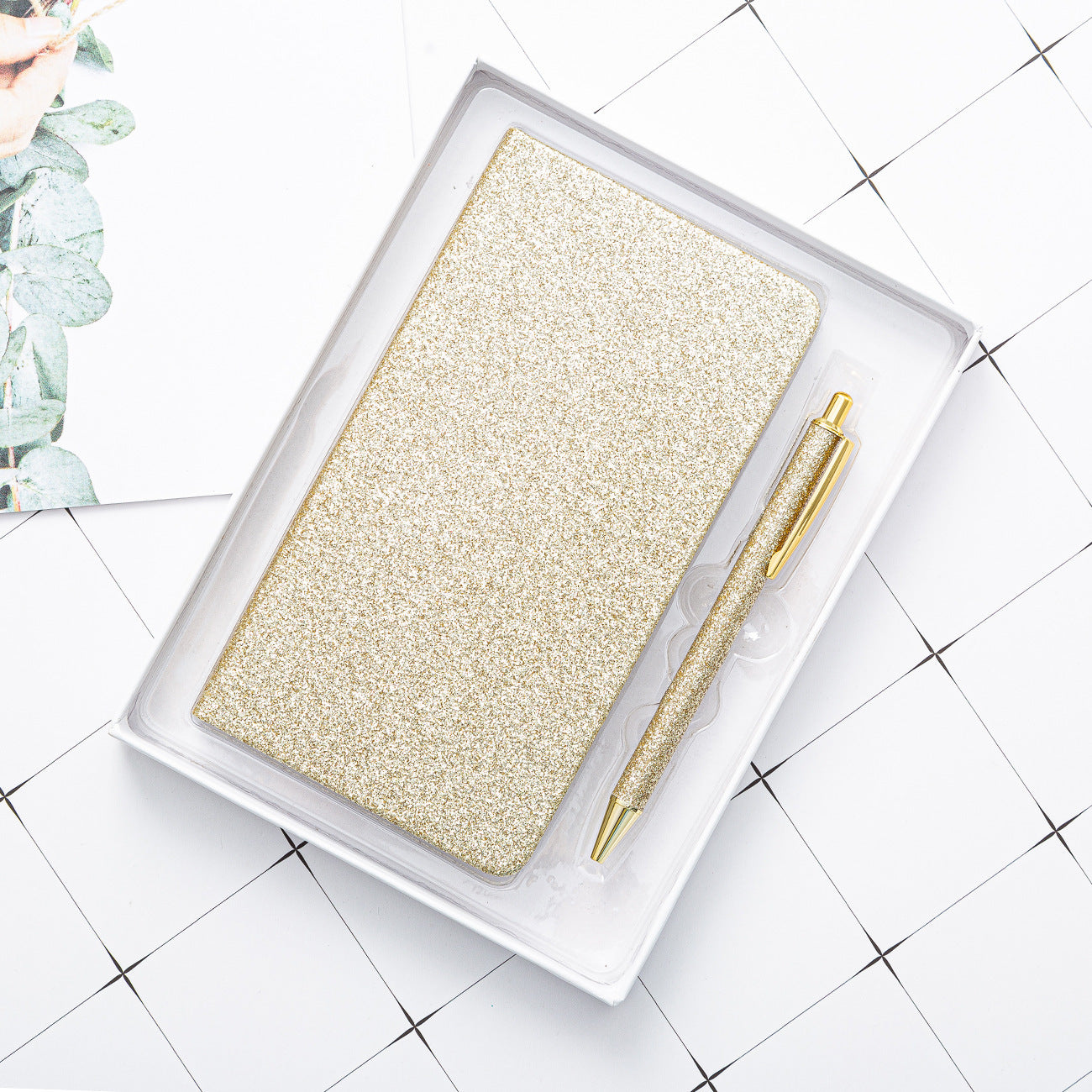 Flag Village Gift Notepad Gold Powder A6 Notebook Set Customizable Logo Diary Notebook Stationery Gift Box