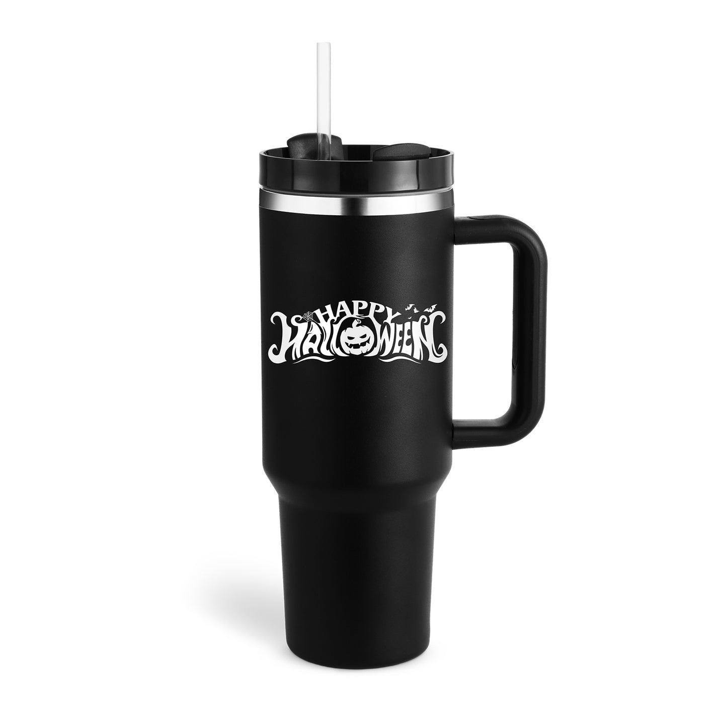 Flag Village 40 Oz Tumbler With Handle Straw Insulated, Stainless Steel Spill Proof Vacuum Coffee Cup Tumbler With Lid Tapered Mug Gifts For Valentine Lover Suitable For Car Gym Office Travel