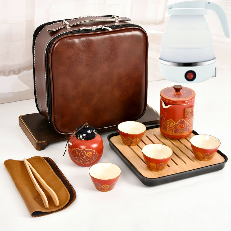Flag Village Ceramic Portable Travel Tea Set Gift Box