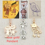 Flag Village Custom Kids Drawing Painting Necklace Stainless Stee Personalized Children Artwork Pendant For Kids Mom Family Jewelry Gifts