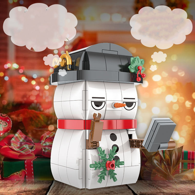 Flag Village DIY Building Blocks Music Box Christmas Tree Model Desktop Decoration Ornaments Gift Box For Woman Kids Present New Year Gifts
