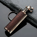 Flag Village Creative Metal Keychain Lighter Wild Fire Ten Thousand Times Use Kerosene Lighters Gifts For Men