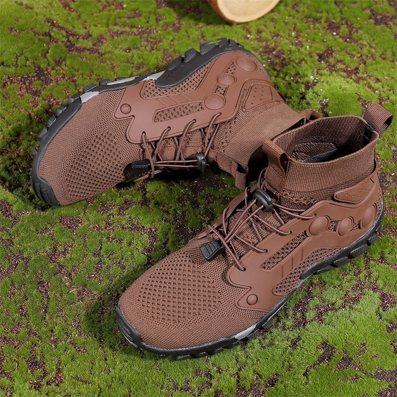 Flag Village Outdoor Large Size Hiking Shoes Men's Lightweight High-top