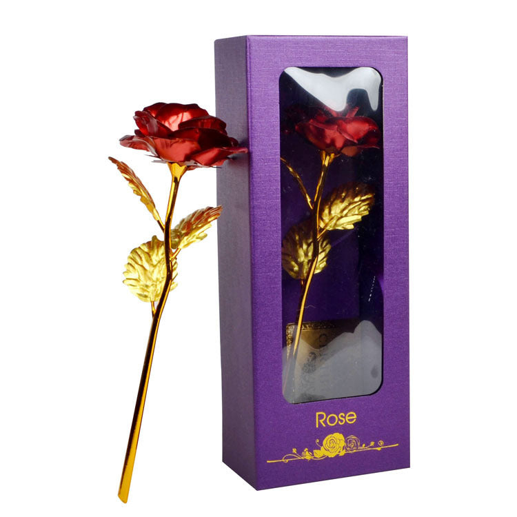 Flag Village Gold Foil Rose Flower Window Gift Box For Valentine's Day
