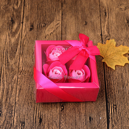 Flag Village Soap Flower Gift Box Valentine's Day Gift Mother's Day Creative Gifts Bear Flower Rose Heart Shaped Tin Box
