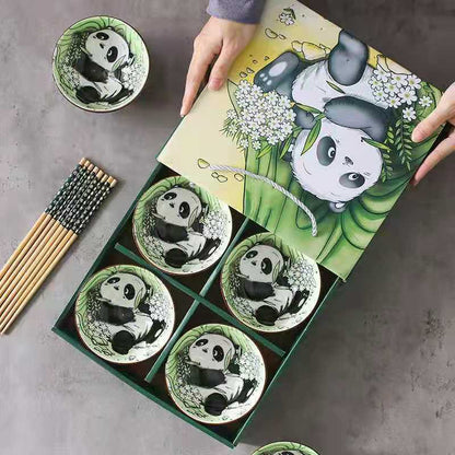 Flag Village Panda Bowl Set Household Combination Tableware Gift Box