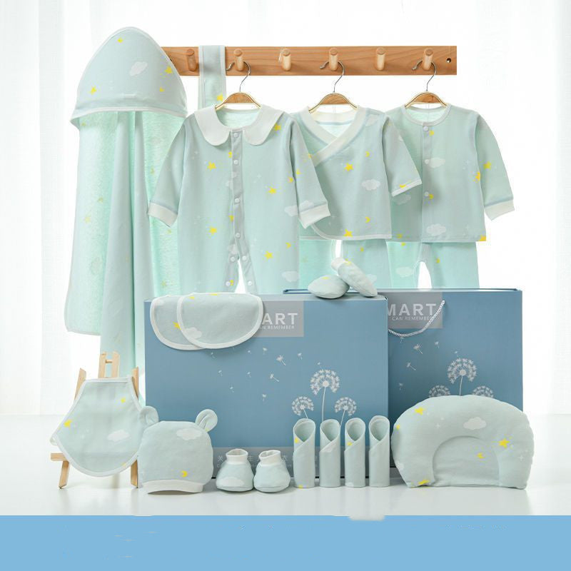 Flag Village Pure Cotton Spring And Autumn Newborn Baby Gift Box Full Moon Supplies Summer Suit
