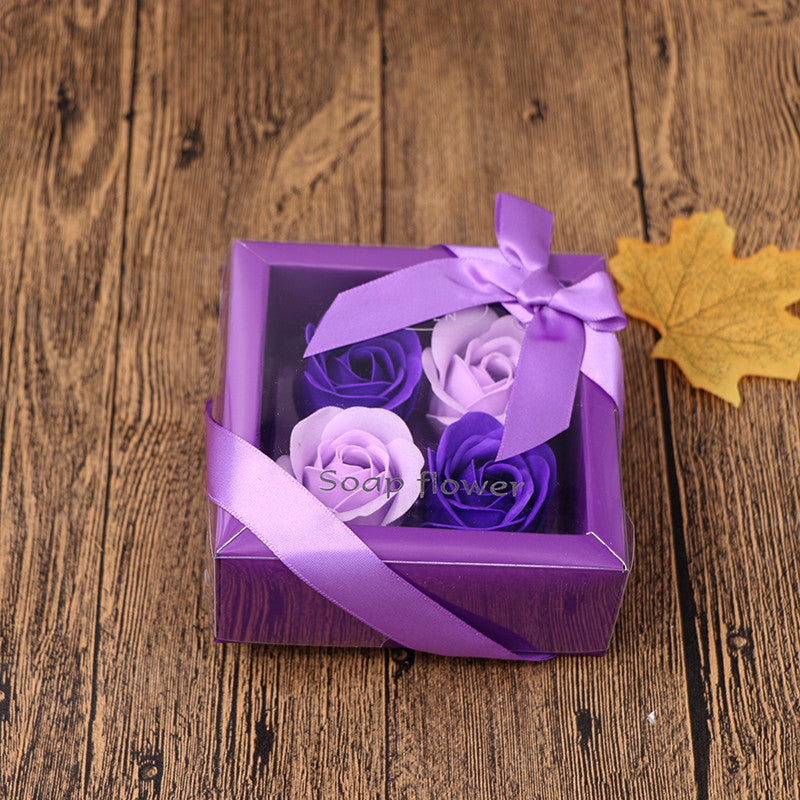 Flag Village Soap Flower Gift Box Valentine's Day Gift Mother's Day Creative Gifts Bear Flower Rose Heart Shaped Tin Box