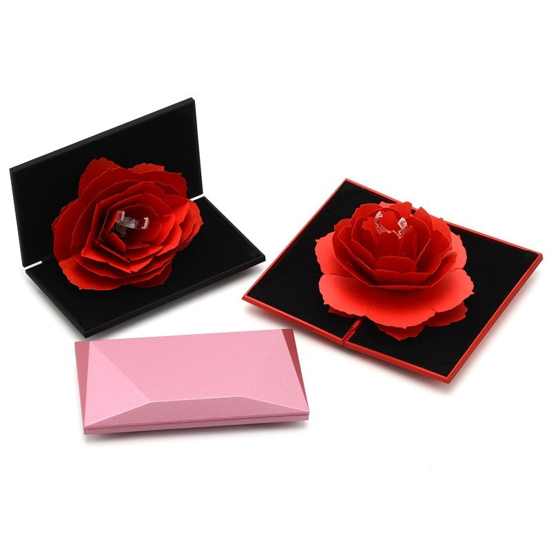 Flag Village Diamond Shaped Vibrato With Rotating Rose Ring Box Valentines Day Gift