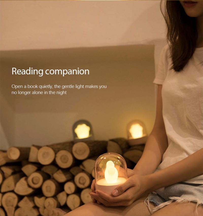 Flag Village Exquisite Night Light Cat Paw Light USB Charging Music Box Warm Musical Lamp Cats Paw Lamp For Kids Children Gift Desktop Decor