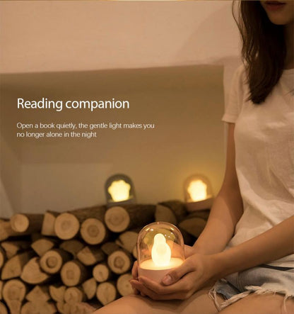 Flag Village Exquisite Night Light Cat Paw Light USB Charging Music Box Warm Musical Lamp Cats Paw Lamp For Kids Children Gift Desktop Decor