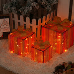 Flag Village Remote Control Christmas Gift Box Lights Christmas Three-piece Decoration