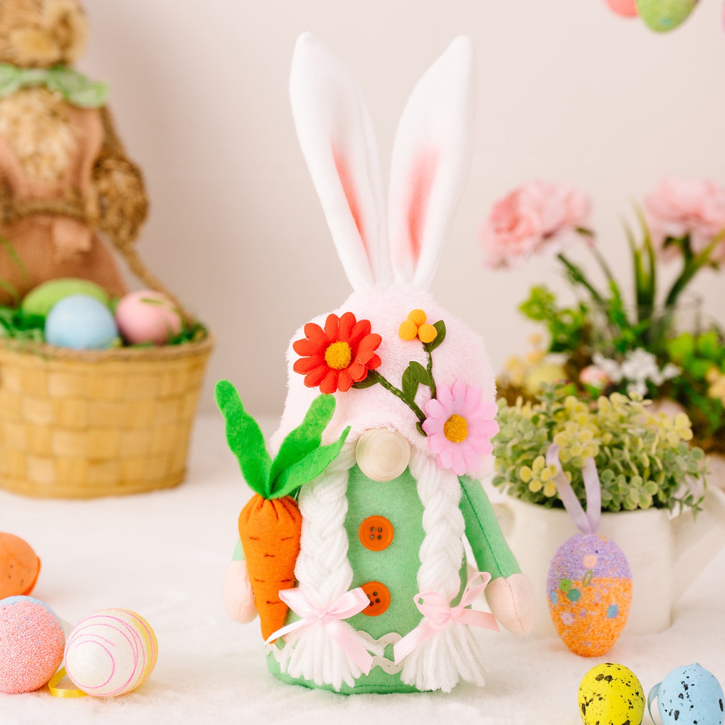 Flag Village Easter Faceless Gnome Rabbit Doll DIY Handmade Home Decoration Spring Hanging Bunny Ornaments Kids Gifts