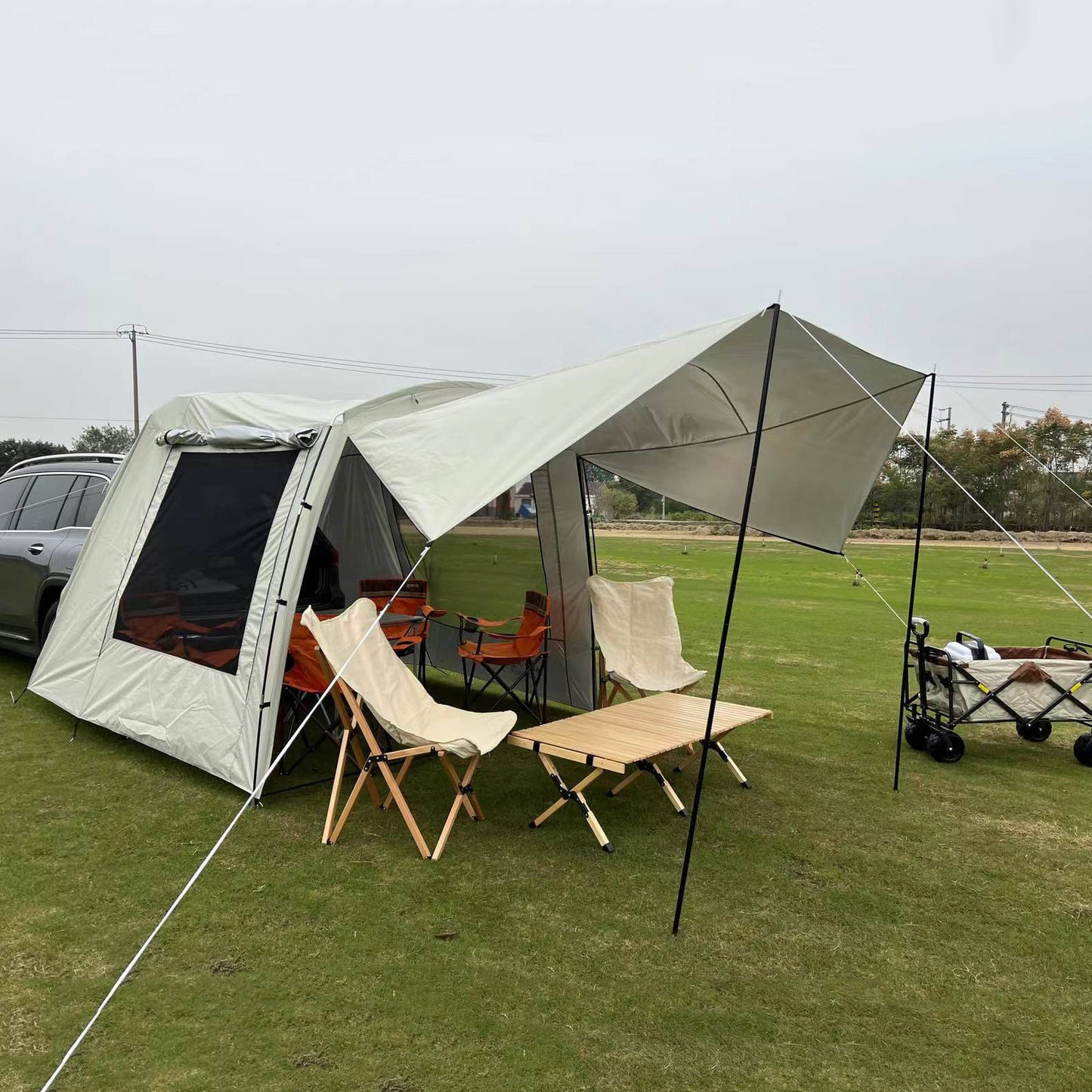 Flag Village Outdoor Self-driving Travel Camping Barbecue Car Tail Extension Tent Multi-person Rain-proof Sunshade Trunk Tent