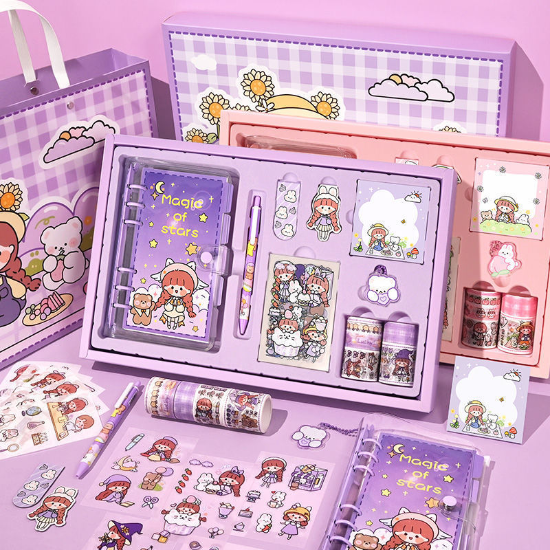 Flag Village Hand Account Book Gift Box Set Cute Girl Heart Notebook