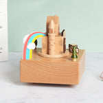 Flag Village Wooden building model music box birthday gift