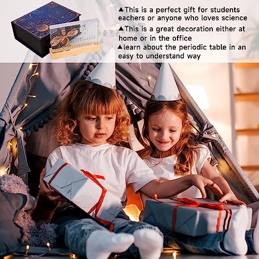 Flag Village Periodic Table With 83 Kinds Of Real Elements Inside, Acrylic Periodic Table Of Elements Samples, Easy To Read, Creative Gifts For Science Lovers And Students