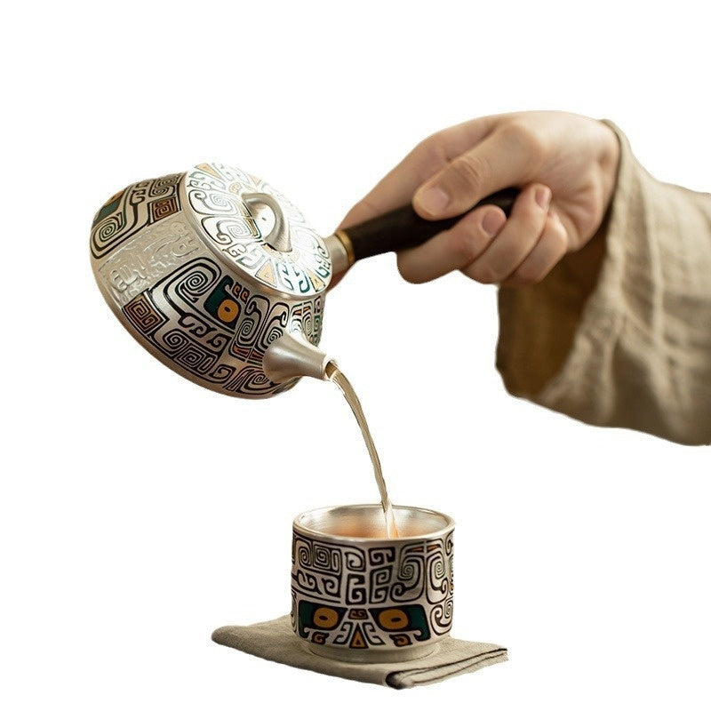 Flag Village Silver Gilded Tea Set Package Gift Box