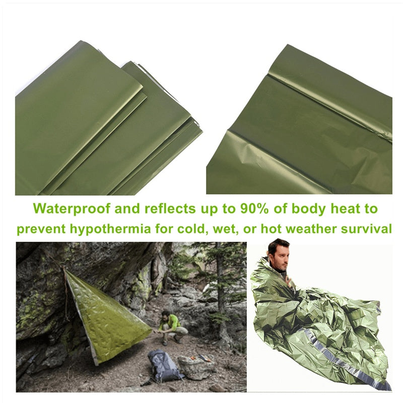 Flag Village Portable Lightweight Emergency Sleeping Bag, Blanket, Tent - Thermal Bivy Sack For Camping, Hiking, And Outdoor Activities - Windproof And Waterproof Blanket For Survival