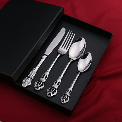 Flag Village Stainless Steel Western Food Tableware Set Steak Knife And Fork Gift Box Steak Knife, Fork And Spoon