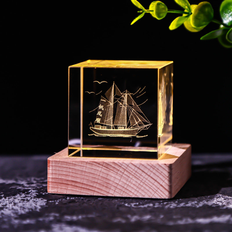 Flag Village Moon Solar System Galaxy Crystal Cube Decoration Gifts