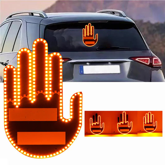 Flag Village Auto Tools Funny New LED Illuminated Gesture Light Car Finger Light With Remote Road Rage Signs Middle Finger Gesture Light Hand Lamp