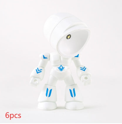 Flag Village Cute LED Hero Table Lamp Mini Portable Cool Mecha Cute Robot Night Light Bedroom Home Decoration Kids Boys Gifts
