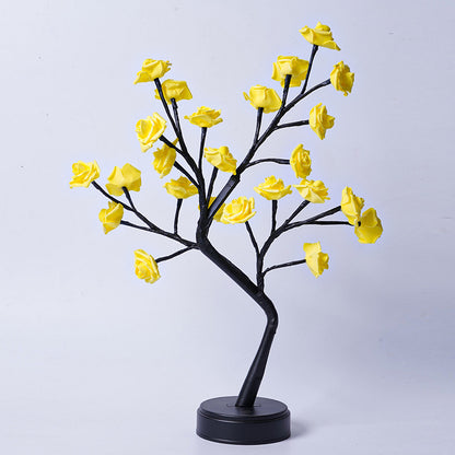 Flag Village Table Lamp Flower Tree Rose Lamps Fairy Desk Night Lights USB Operated Gifts For Wedding Valentine Christmas Decoration