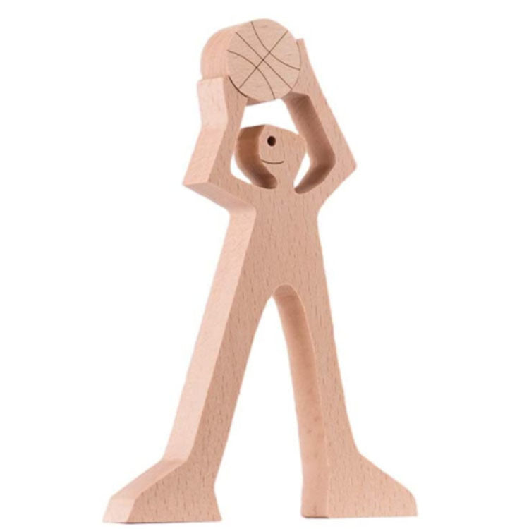 Flag Village DIY Figurine Wood Dog Ornament Sculpture Home Decoration A Man A Dog Wood Sculpture Christmas Gifts Model Decor