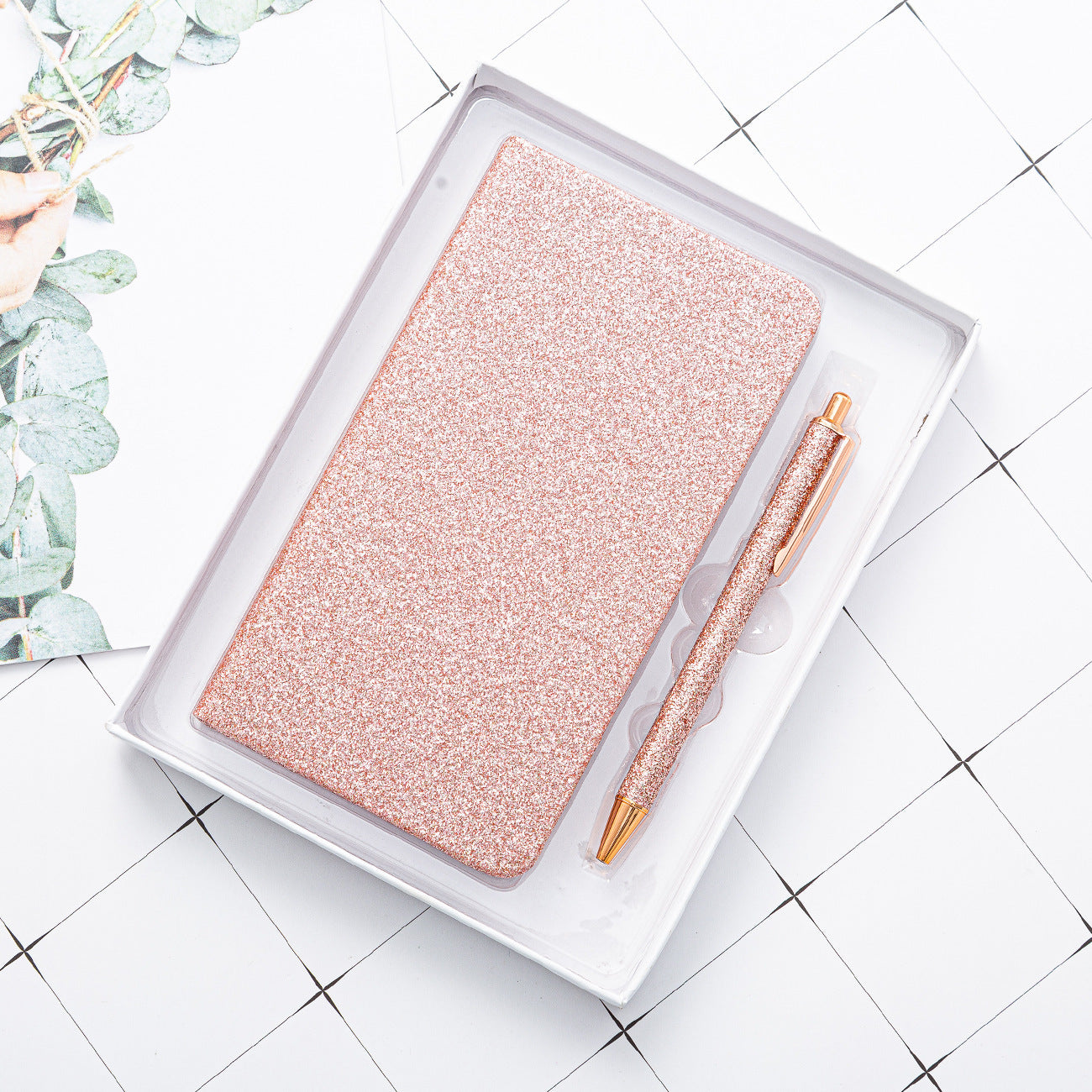 Flag Village Gift Notepad Gold Powder A6 Notebook Set Customizable Logo Diary Notebook Stationery Gift Box