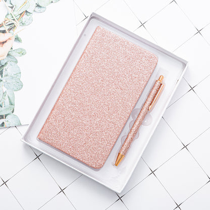 Flag Village Gift Notepad Gold Powder A6 Notebook Set Customizable Logo Diary Notebook Stationery Gift Box