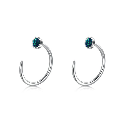 Flag Village Ear Huggie Earrings Opal Half Cuff Hoop Earrings Threader Jewelry Gifts for Women Men Birthday