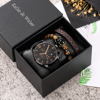 Flag Village Gift Box Set Men's Quartz Watch Bracelet Fashion