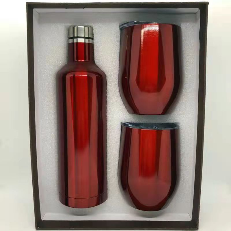 Flag Village 304 Stainless Steel 500ml Red Wine Bottle Gift Box Set Cup