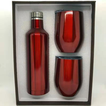 Flag Village 304 Stainless Steel 500ml Red Wine Bottle Gift Box Set Cup