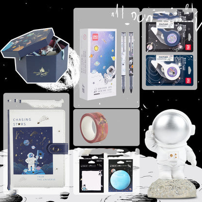 Flag Village Universe Galaxy Exploration Stationery Set Gift Box Spree Birthday Gift Astronaut Notebook Creative Hand Ledger
