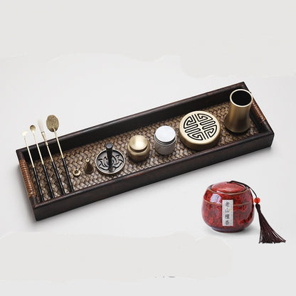 Flag Village Solid Wood Incense Road Set Agarwood Tools Pure Copper Incense Burner Gift Box