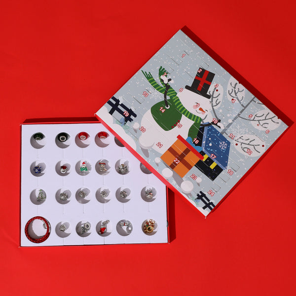 Flag Village Christmas Ornaments Children's Gift Box Countdown Calendar Gift Box Leather Cord Bracelet Set Box