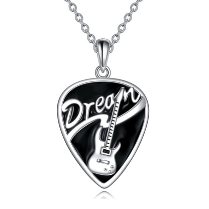 Flag Village Sterling Silver Music Guitar Pick Pendant Necklace Jewelry Gifts for Women