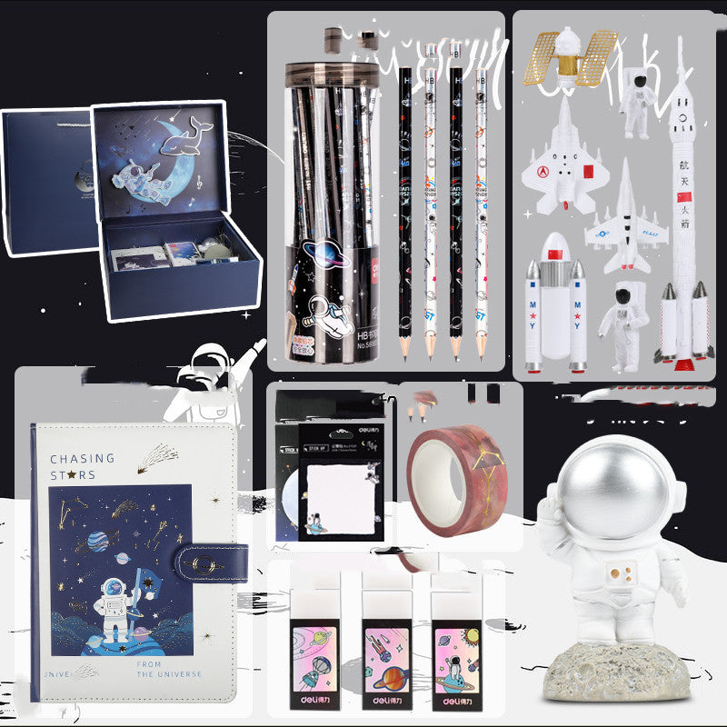 Flag Village Universe Galaxy Exploration Stationery Set Gift Box Spree Birthday Gift Astronaut Notebook Creative Hand Ledger
