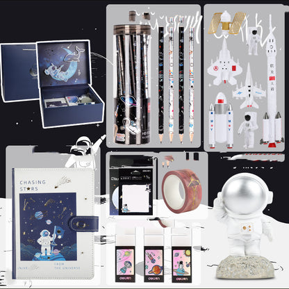 Flag Village Universe Galaxy Exploration Stationery Set Gift Box Spree Birthday Gift Astronaut Notebook Creative Hand Ledger