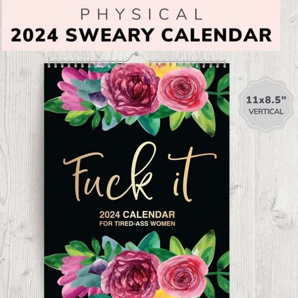 Flag Village 2024 Calendar For Tired-Ass Women Paper With Coil Hanging Calendar Time Planning Wall Calendar Indoor New Years Gifts For Home