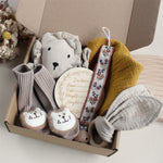 Flag Village Baby Rabbit Lion Appeasing Towel Socks Saliva Towel Wash Gift Box Newborn Bite Ring Hair Band Set