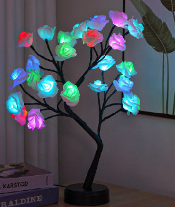 Flag Village Table Lamp Flower Tree Rose Lamps Fairy Desk Night Lights USB Operated Gifts For Wedding Valentine Christmas Decoration