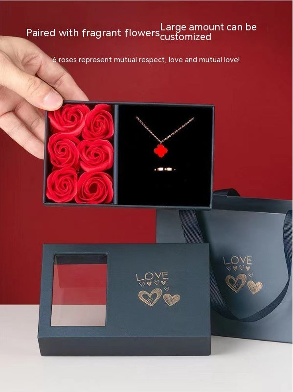 Flag Village New Jewelry Gift Box Packaging Simple Exquisite Six Flowers Set Bracelet Necklace Decorative Gift Box Can Be One Piece Dropshipping