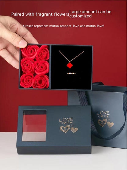 Flag Village New Jewelry Gift Box Packaging Simple Exquisite Six Flowers Set Bracelet Necklace Decorative Gift Box Can Be One Piece Dropshipping
