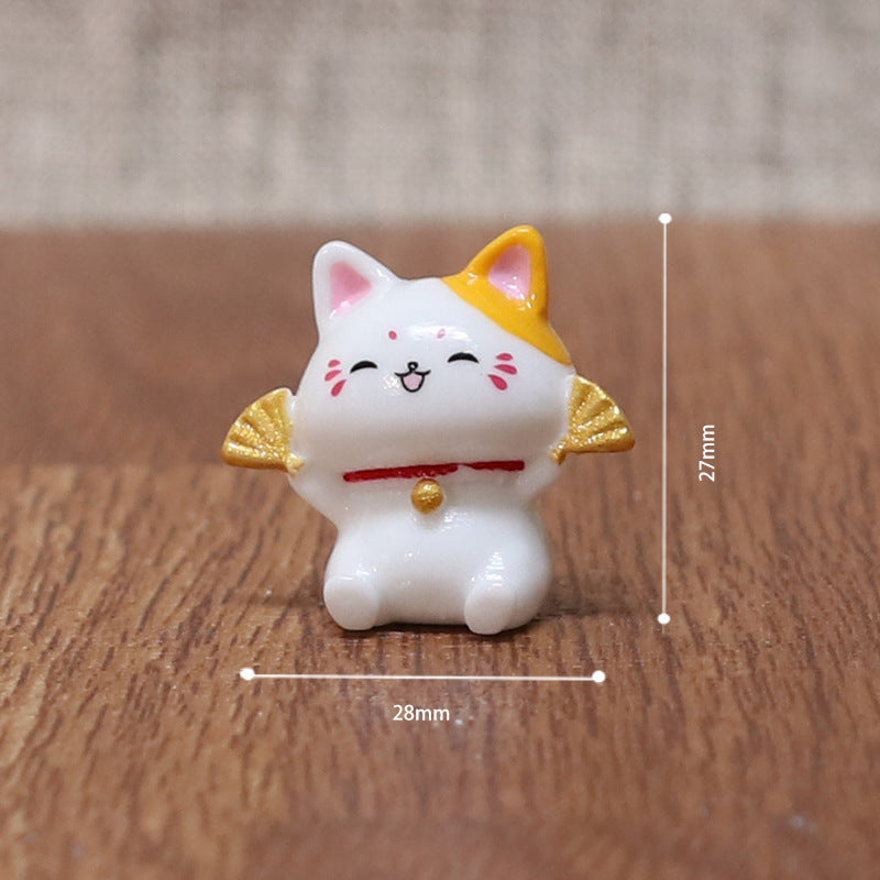 Flag Village Micro Landscape Ornaments Cute Lucky Cat Resin Crafts Car Center Console Decoration Home Decoration Gifts